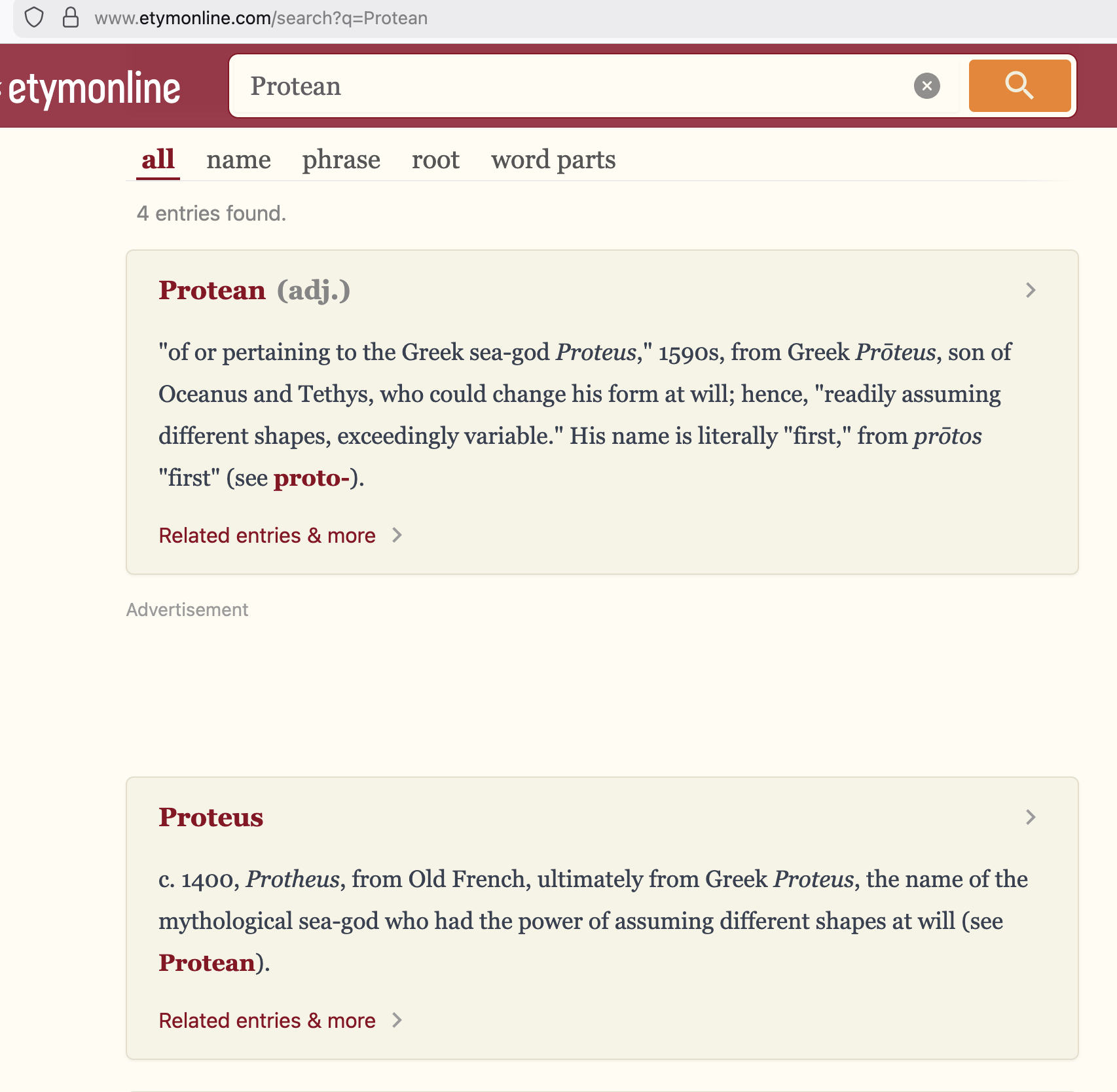 Etymology of proteoid