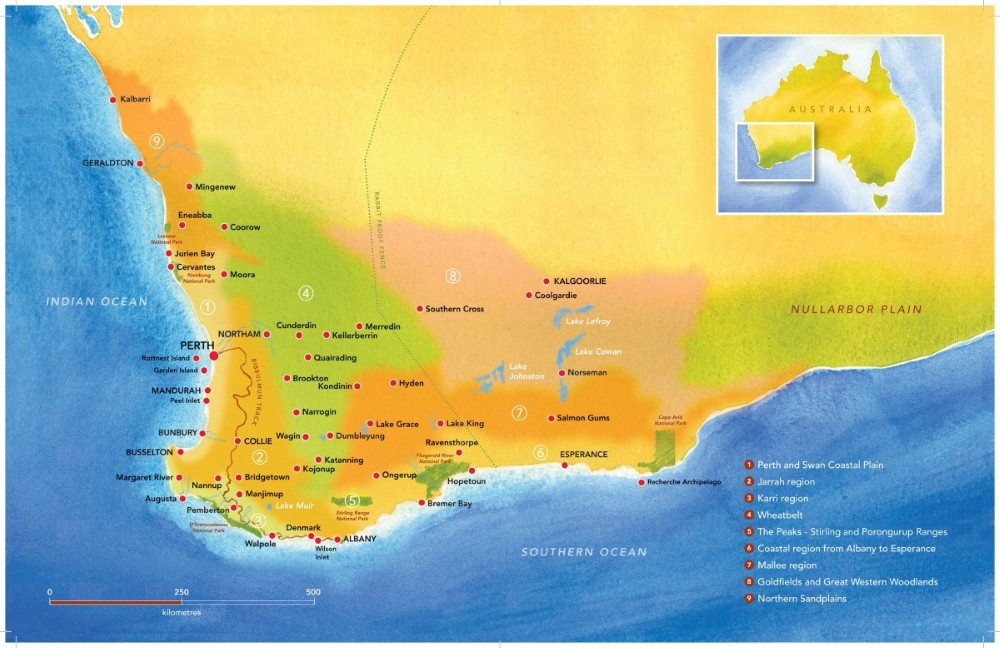 Map showing the south-west WA biodiversity hotspot